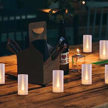 LANKER Flameless Candles, Battery Operated LED Pillar Candles, D1.5 x H3 inch, Romantic Flickering Warm White Long Flame-Effect Light, Set of 12 (Warm White)