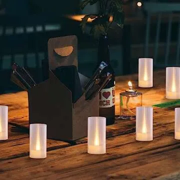 LANKER Flameless Candles, Battery Operated LED Pillar Candles, D1.5 x H3 inch, Romantic Flickering Warm White Long Flame-Effect Light, Set of 12 (Warm White)