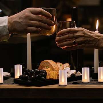 LANKER Flameless Candles, Battery Operated LED Pillar Candles, D1.5 x H3 inch, Romantic Flickering Warm White Long Flame-Effect Light, Set of 12 (Warm White)