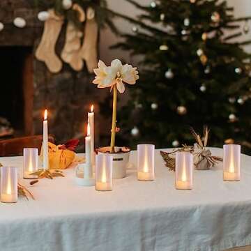 LANKER Flameless Candles, Battery Operated LED Pillar Candles, D1.5 x H3 inch, Romantic Flickering Warm White Long Flame-Effect Light, Set of 12 (Warm White)