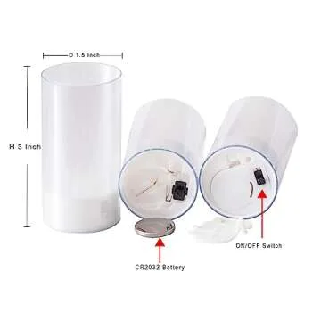 LANKER Flameless Candles, Battery Operated LED Pillar Candles, D1.5 x H3 inch, Romantic Flickering Warm White Long Flame-Effect Light, Set of 12 (Warm White)