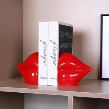 ZXFINTV Red Lips Decorative Bookends for Any Decor