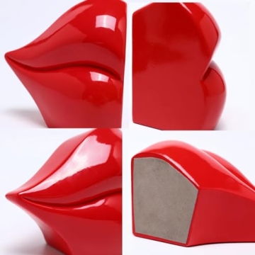 ZXFINTV Red Lips Decorative Bookends for Any Decor