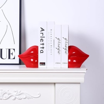 ZXFINTV Red Lips Decorative Bookends for Any Decor