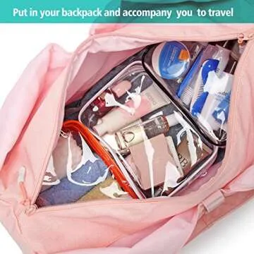 PACKISM Clear Toiletry Bag - 3 Pack TSA Approved Toiletry Bag Quart Size Bag, Travel Makeup Cosmetic Bag for Women Men, Carry on Airport Airline Compliant Bag, Black, White, Orange