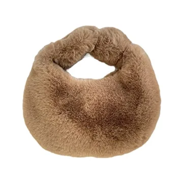 XPONNI Fuzzy Dumpling Bag - Cute Fluffy Faux Fur Handbag with Zipper