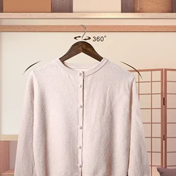 TOPIA Wooden Coat Hangers 30 Pack with Non-Slip Bar