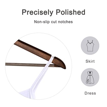 TOPIA Wooden Coat Hangers 30 Pack with Non-Slip Bar