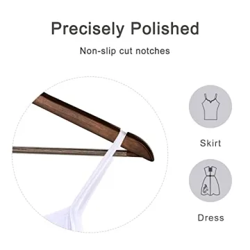 TOPIA Wooden Coat Hangers 30 Pack with Non-Slip Bar