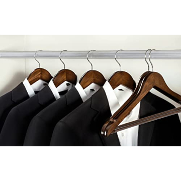 TOPIA Wooden Coat Hangers 30 Pack with Non-Slip Bar