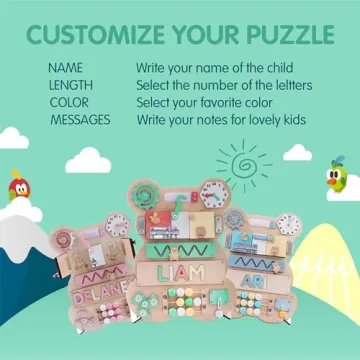 Custom Toddlers Name Puzzle Busy Board Toys