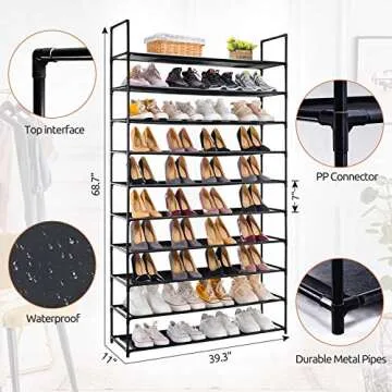Apicizon 10 Tiers Shoe Rack for 50 Pairs of Shoes