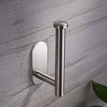 YIGII Toilet Paper Holder Self Adhesive - Adhesive Toilet Roll Holder no Drilling for Bathroom Stainless Steel Brushed