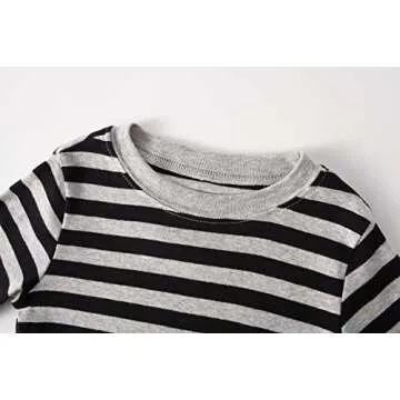 Comfortable Black Grey Striped Pajamas for Kids