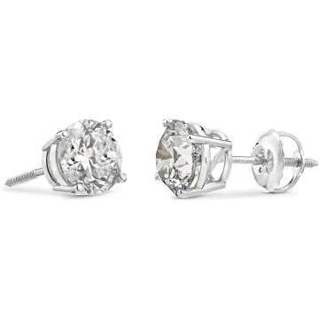 14k Gold Diamond Screw Back Stud Earrings
