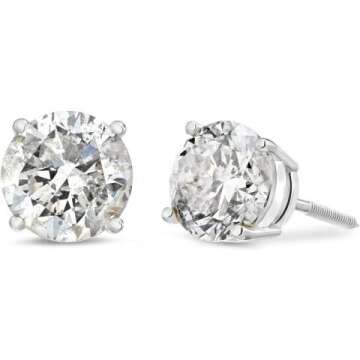 14k Gold Diamond Screw Back Stud Earrings