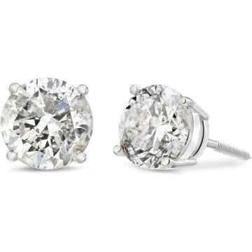 14k Gold Diamond Screw Back Stud Earrings