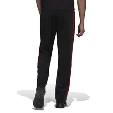 adidas Men's Essentials Warm-up Open Hem 3-stripes Tracksuit Bottoms, Black/Scarlet, Small/31" Inseam