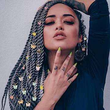 WILLBOND 18 Pieces Summer Butterfly Hair Jewelry for Braids Gold Braid Hair Clips Dreadlock Braid Ch...