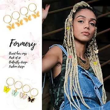 WILLBOND 18 Pieces Summer Butterfly Hair Jewelry for Braids Gold Braid Hair Clips Dreadlock Braid Charms Accessories Hair Rings Jewelry Hair Accessory for Women(Classic Style)