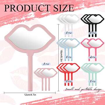 Juexica Hand Mirror with Handle Lip Shape Handheld Mirror for Makeup Compact Portable Mirror Cosmeti...