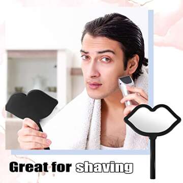 Juexica Hand Mirror with Handle Lip Shape Handheld Mirror for Makeup Compact Portable Mirror Cosmetic Small Mirrors Vintage Camping Travel Makeup Handheld Mirror for Women Daily Use, 7 Colors(20 Pcs)