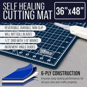 U.S. Art Supply 36" x 48" White/Blue Professional Self Healing 5-6 Layer Double Sided Durable Non-Sl...