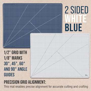 U.S. Art Supply 36" x 48" White/Blue Professional Self Healing 5-6 Layer Double Sided Durable Non-Slip Cutting Mat Great for Scrapbooking, Quilting, Sewing and all Arts & Crafts Projects