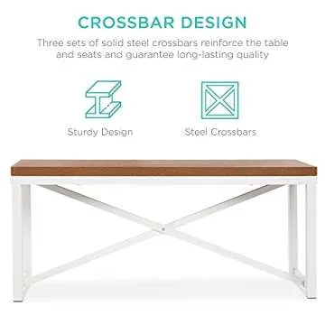 Best Choice Products 45.5in 3-Piece Bench Style Dining Furniture Set, 4-Person Space-Saving Dinette for Kitchen, Dining Room w/ 2 Benches, Table - Brown/White