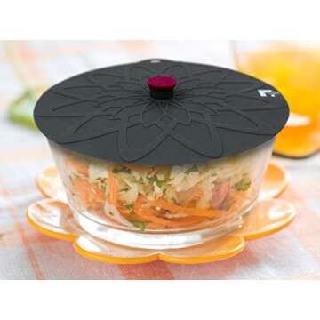 HOGOWARE Set of 5 Premium Silicone Lids for Bowls and Food Covers - 6, 8, 10, 12, 13.5" – Dark Gray Suction Lid - Reusable - Microwave Airtight Seal Lid Covers for Pots, Pans, Bowls, Cups, Skillets