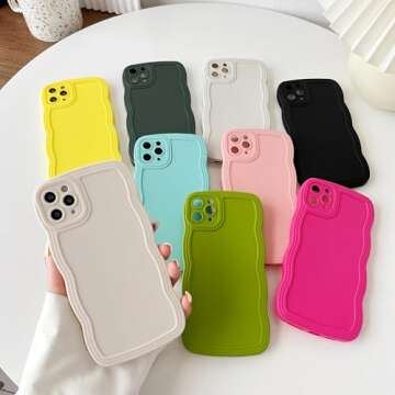 Caseative for iPhone 11 Pro Max Case, Solid Color Curly Wave Frame Soft Compatible with iPhone Case (White,iPhone 11 Pro Max)