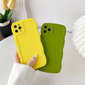 Caseative for iPhone 11 Pro Max Case, Solid Color Curly Wave Frame Soft Compatible with iPhone Case (White,iPhone 11 Pro Max)