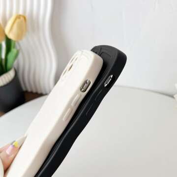 Caseative for iPhone 11 Pro Max Case, Solid Color Curly Wave Frame Soft Compatible with iPhone Case (White,iPhone 11 Pro Max)