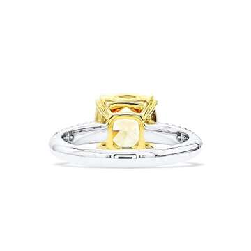 ASTTERIA GIA Certified 4.02 Carat Cushion Fancy Light Yellow Color Diamond Set In 18k White & Yellow Gold Ring (FANCY LIGHT YELLOW-SI1) Adjustable and Resizable