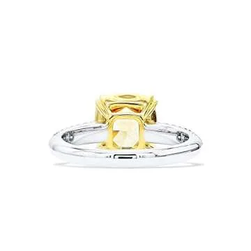 ASTTERIA GIA Certified 4.02 Carat Cushion Fancy Light Yellow Color Diamond Set In 18k White & Yellow Gold Ring (FANCY LIGHT YELLOW-SI1) Adjustable and Resizable