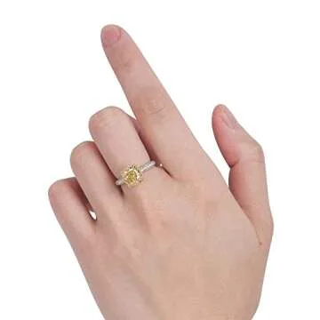 ASTTERIA GIA Certified 4.02 Carat Cushion Fancy Light Yellow Color Diamond Set In 18k White & Yellow Gold Ring (FANCY LIGHT YELLOW-SI1) Adjustable and Resizable