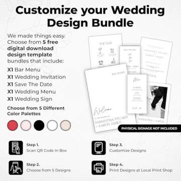 Black Wedding Easel Stand for Sign Board, 50x30x20 Welcome To Our Wedding Sign Display Stand w/ Design Bundle & Leather Straps for Hanging, Matte Steel Frame, Heavy Duty Easel Stand Welcome Sign Wedding Decoration