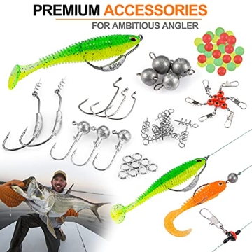 PLUSINNO Fishing Accessories Kit 212pcs Fishing Gear Tackle Box