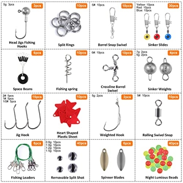 PLUSINNO Fishing Accessories Kit 212pcs Fishing Gear Tackle Box