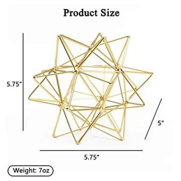 YiLifebes Metal Geometric Table Top Decor, 3D Metal Geometric Sculpture, Gold Abstract Sculpture for Home Decor, Table Decorations for Home, Art Decor for Living Room, Office, Bedroom