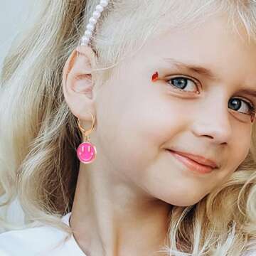 Trendy Smiley Face Earrings Huggie Y2K Preppy Hoop Jewelry