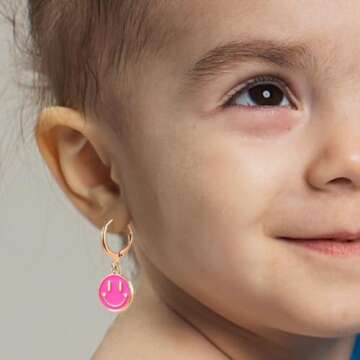 Trendy Smiley Face Earrings Huggie Y2K Preppy Hoop Jewelry