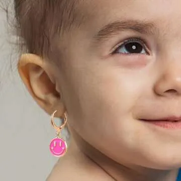 Trendy Smiley Face Earrings Huggie Y2K Preppy Hoop Jewelry