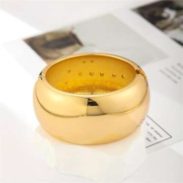 YBMYCM Chunky Gold Bangle Bracelets for Women Trendy Wide Chunky Cuff Bracelets Hammered Irregular Wrist Cuff Wrap Bracelet