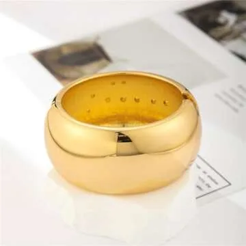 YBMYCM Chunky Gold Bangle Bracelets for Women Trendy Wide Chunky Cuff Bracelets Hammered Irregular Wrist Cuff Wrap Bracelet