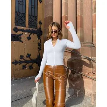 OQQ 2 Piece Womens Fitted Long Sleeve Tops - Black & White