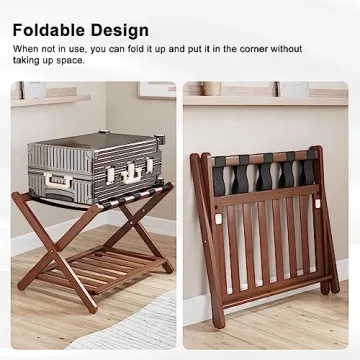 Smuxee Stylish Bamboo Luggage Racks Pack of 2