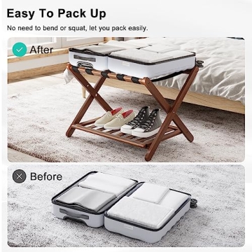 Smuxee Stylish Bamboo Luggage Racks Pack of 2