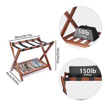 Smuxee Stylish Bamboo Luggage Racks Pack of 2