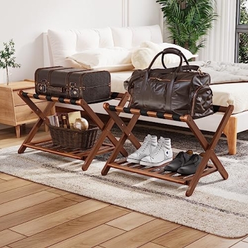 Smuxee Stylish Bamboo Luggage Racks Pack of 2